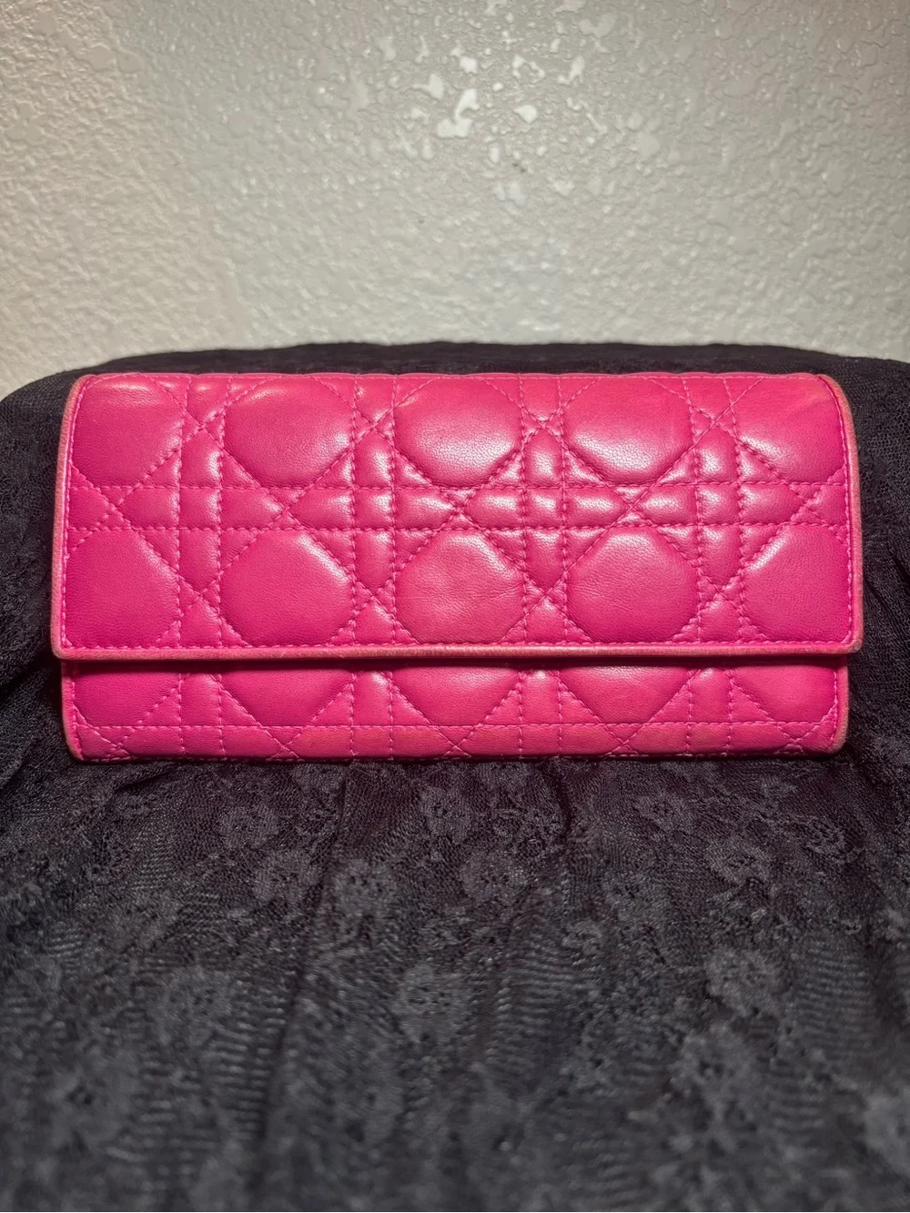 Christian Dior Lady Dior Rendez-vous Pink Lambskin Wallet on Chain WOC